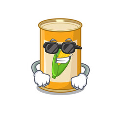 cartoon character of corn tin wearing classy black glasses