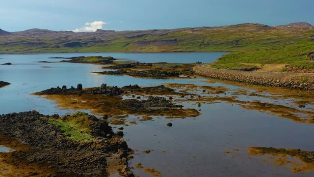 Aerial view of Icelandic Coast in the Westfjords.