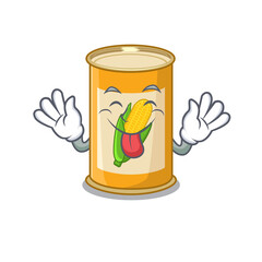 Funny corn tin cartoon design with tongue out face