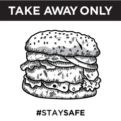 Take Away Only Black and White Hamburger Stock Vector  Classic Vintage Hand Drawn Illustration Sketch