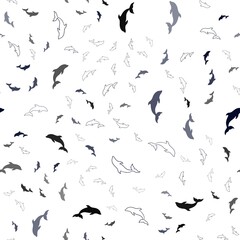 Dark BLUE vector seamless background with dolphins. Natural illustration with sea dolphins. Pattern for wildlife ad, booklets.