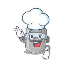 Obraz premium Talented welding mask chef cartoon drawing wearing chef hat