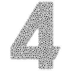 number created using white and white soccer football isolated on a white background