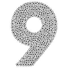 number created using white and white soccer football isolated on a white background