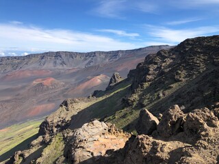 Fototapeta na wymiar Panoramic view of Haleakala crater from the Kalahaku Overlook, part 1