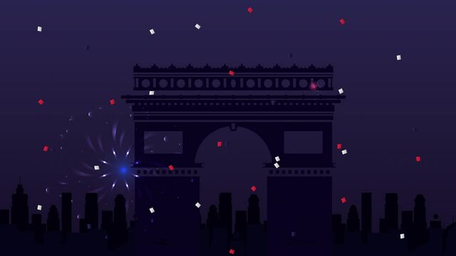 happy bastille day celebration with Arch of Triumph