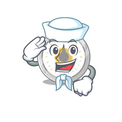 A brave sailor caricature design style of old kitchen timer ready to sail
