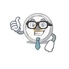 cartoon mascot style of old kitchen timer Businessman with glasses and tie