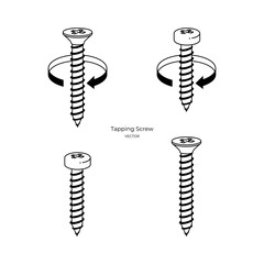 Tapping Screw Instructions Icon Symbol Vector