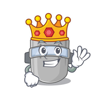 A Wise King of welding mask mascot design style with gold crown