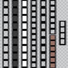 Obraz premium Set of worn torn film strips. Cinema frame. Vector.