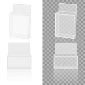 Realistic Transparency White Paper Or Plastic Packaging Box. Vector