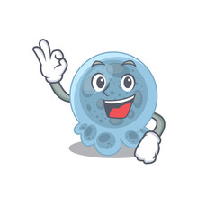 Pasteurella cartoon mascot design with Okay finger poses