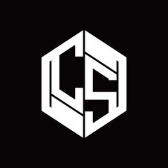 CS Logo monogram with hexagon inside the shape design template