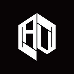 AV Logo monogram with hexagon inside the shape design template