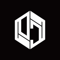 DC Logo monogram with hexagon inside the shape design template