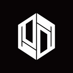 DD Logo monogram with hexagon inside the shape design template