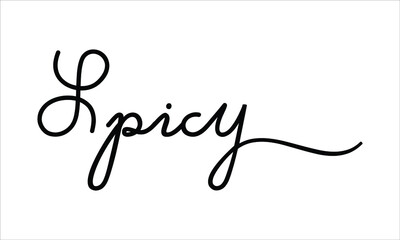 Spicy Hand written script Typography Black text lettering and Calligraphy phrase isolated on the White background 