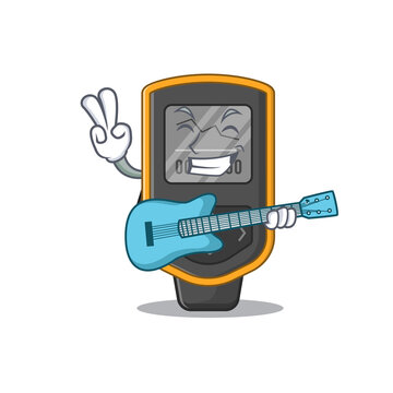 Dive computer musician cartoon design playing a guitar