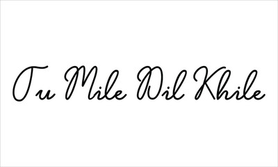 Tu Mile Dil Khile Hand written script Typography Black text lettering and Calligraphy phrase isolated on the White background 