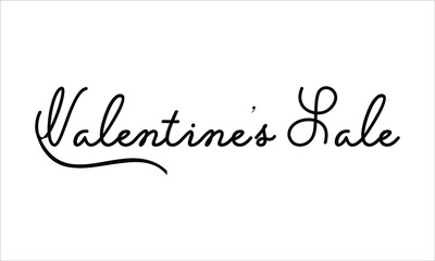 Valentine’s Sale Hand written script Typography Black text lettering and Calligraphy phrase isolated on the White background 