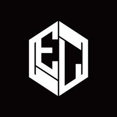 EL Logo monogram with hexagon inside the shape design template