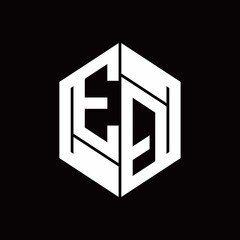 EQ Logo monogram with hexagon inside the shape design template