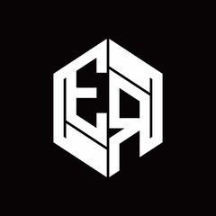 ER Logo monogram with hexagon inside the shape design template