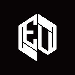 EV Logo monogram with hexagon inside the shape design template