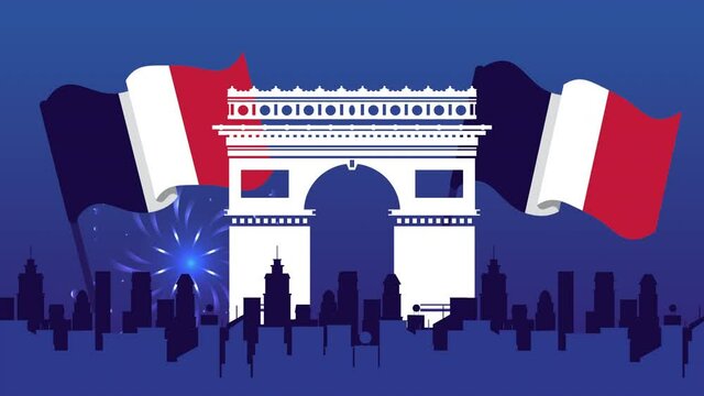 happy bastille day celebration with Arch of Triumph