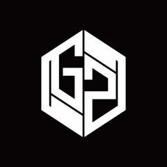 GZ Logo monogram with hexagon inside the shape design template