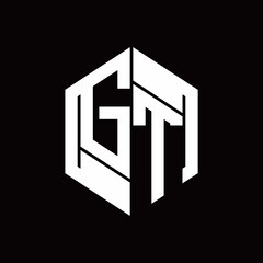 GT Logo monogram with hexagon inside the shape design template
