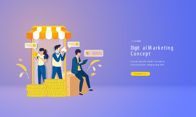 Digital marketing illustration concept for online shop promotion offers