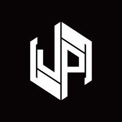 JP Logo monogram with hexagon inside the shape design template