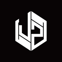 JZ Logo monogram with hexagon inside the shape design template