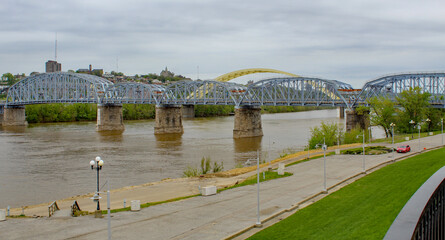 The Newport Southbank Bridge, known as the Purple People Bridge. Connects Kentucky to Cincinnati.