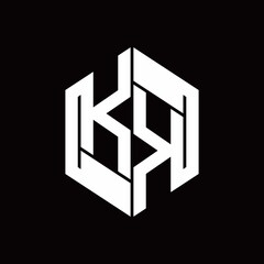 KK Logo monogram with hexagon inside the shape design template