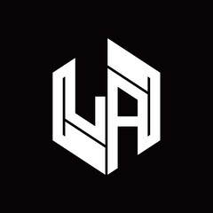 LA Logo monogram with hexagon inside the shape design template