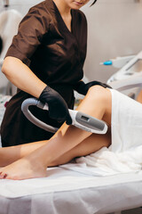 Hair removal cosmetology procedure. Laser epilation and cosmetology.