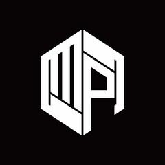 MP Logo monogram with hexagon inside the shape design template