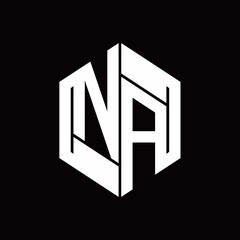 NA Logo monogram with hexagon inside the shape design template