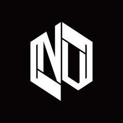 NV Logo monogram with hexagon inside the shape design template