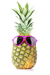 Ripe pineapple with sunglasses