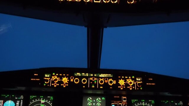 Lightning strike on airplane cockpit window during flying through thunderstorm clouds . Saint elmo's fire, Saint elmo's light. Weather phenomenon in which luminous plasma created by corona discharge. 