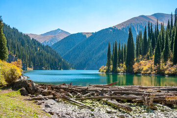 Kolsay (Kolsai) National Park, Middle Lake, Kazakhstan adventure travel, scenic landscape, view...