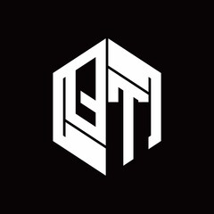 QT Logo monogram with hexagon inside the shape design template