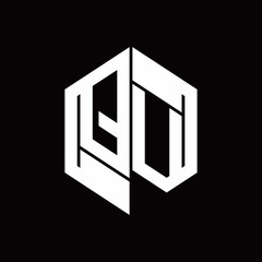 QV Logo monogram with hexagon inside the shape design template