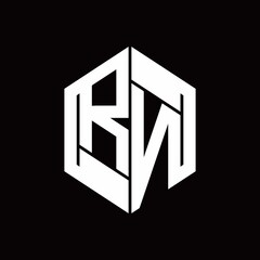 RN Logo monogram with hexagon inside the shape design template