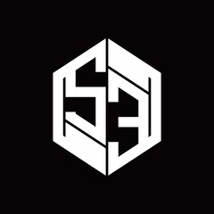 SE Logo monogram with hexagon inside the shape design template