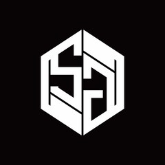 SG Logo monogram with hexagon inside the shape design template